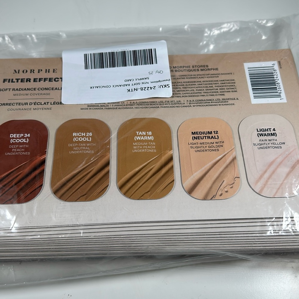 New 25 Pack Morphe Filter Effect Soft Radiance Concealer Sample Cards